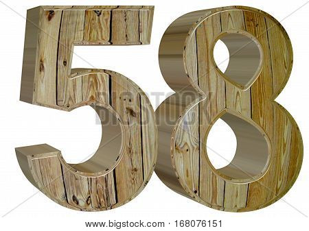 Numeral 58, Fifty Eight, Isolated On White Background, 3D Render