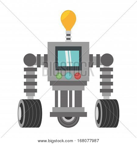 technology robot bulb light display with wheel vector illustration eps 10