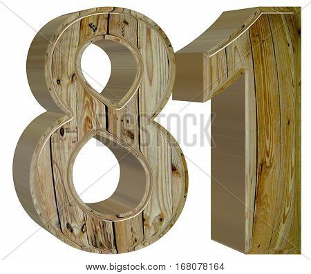 Numeral 81, Eighty One, Isolated On White Background, 3D Render
