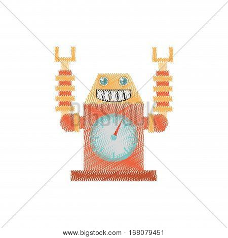drawing robot clock laungh rocket smile vector illustration eps 10