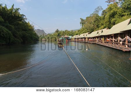 Home raft at Sagklaburi attractions Kanchanaburi Thailand