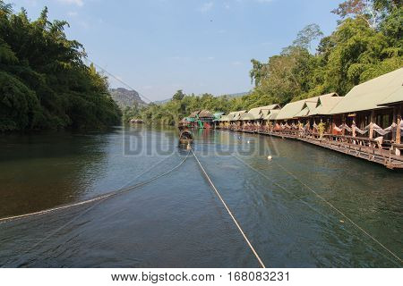 Home raft at Sagklaburi attractions Kanchanaburi Thailand