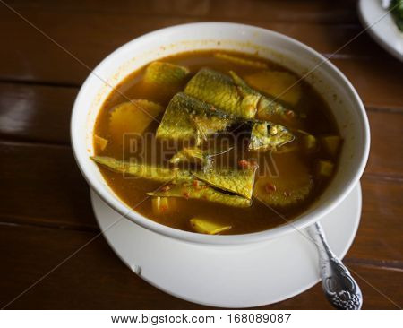 sour soup made of tamarind paste with tilapia or 
