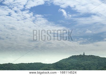 biggest statue of buddha on top mountain phuket thailand