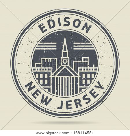 Grunge rubber stamp or label with text Edison New Jersey written inside vector illustration
