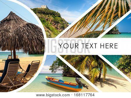 Collage of beach holiday scenes in Jamaica