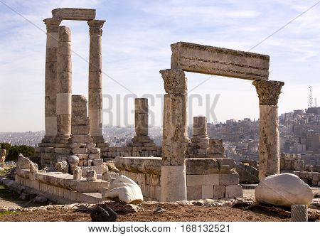 The ruins of the ancient citadel in Amman, Jordan