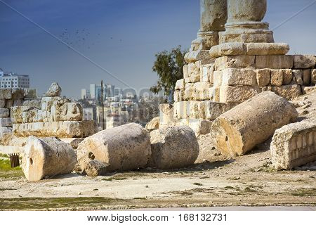 The ruins of the ancient citadel in Amman, Jordan