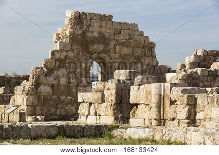 The ruins of the ancient citadel in Amman, Jordan