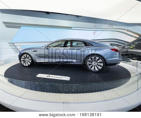 DETROIT MI/USA - JANUARY 14 2015: Buick Avenir concept car at the North American International Auto Show (NAIAS) one of the most influential car shows in the world each year.