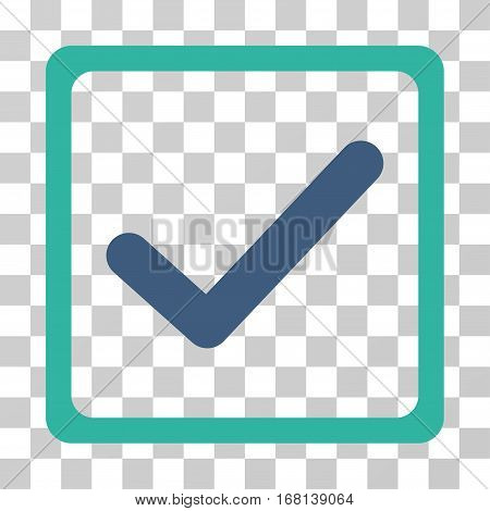 Checkbox icon. Vector illustration style is flat iconic bicolor symbol, cobalt and cyan colors, transparent background. Designed for web and software interfaces.