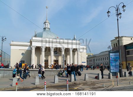 Moscow, Russia - April 14.2016. Leningradsky railway station. Landmark built in 1a 849