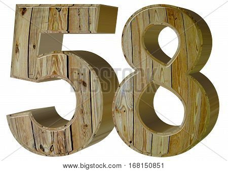Numeral 58, Fifty Eight, Isolated On White Background, 3D Render