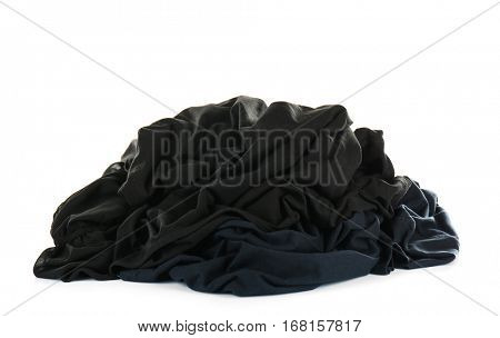 Pile of dirty laundry on white background