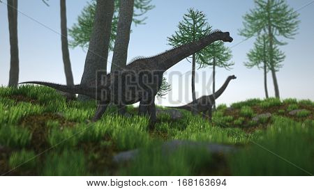 3d illustration of the walking brachiosaurus