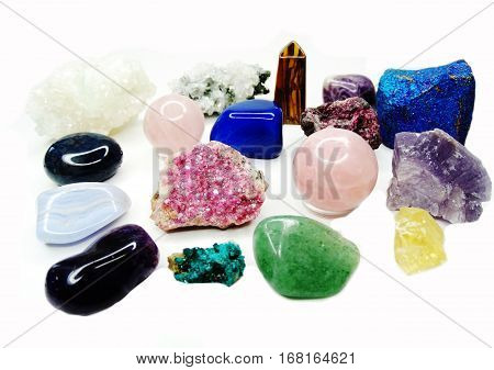 amethyst quartz avanturine sodalite garnet semigem crystals geological mineral isolated