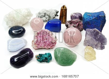 amethyst quartz avanturine sodalite garnet semigem crystals geological mineral isolated