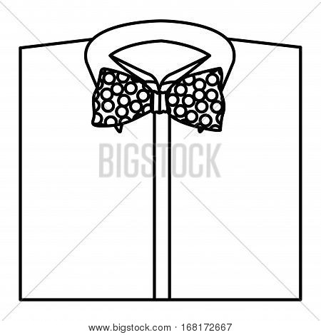 monochrome contour with shirt and bow tie close up vector illustration