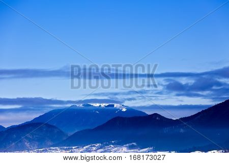 Mountain Road In Winter Landscape In Carpathians
