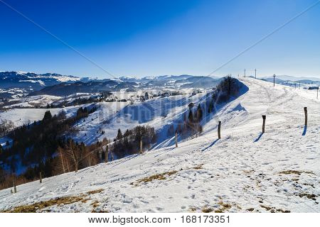 Beautiful Winter Landscape With Bucegi