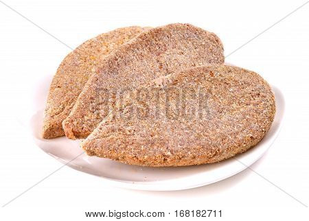 Frozen Ground Meat On A White Plate
