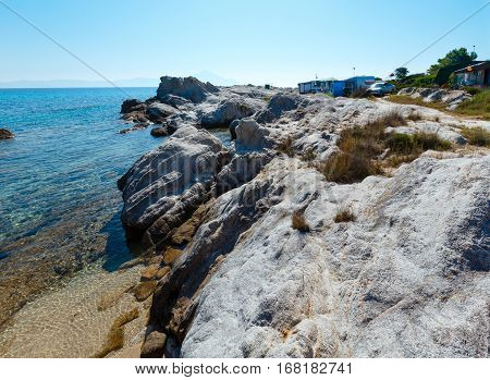 Car Camping On Summer Morning Sithonia Rocky Coast