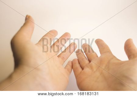 Hands of caucasian woman selfmassage without cream