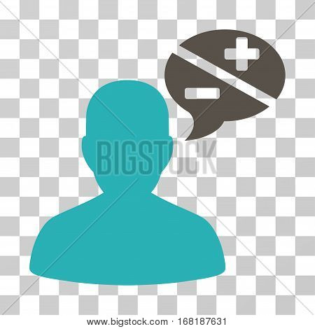 Person Arguments icon. Vector illustration style is flat iconic bicolor symbol grey and cyan colors transparent background. Designed for web and software interfaces.