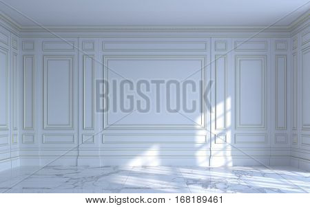 A classic interior is in light tones. 3d rendering.