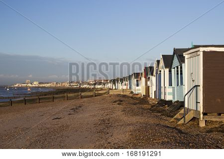 Beach Huts at Thorpe Bay near Southend-on-Sea Essex England