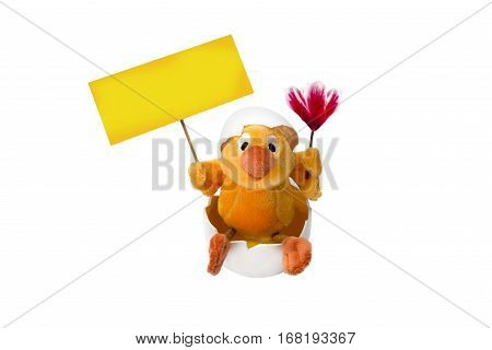 The chicken in the egg with a poster