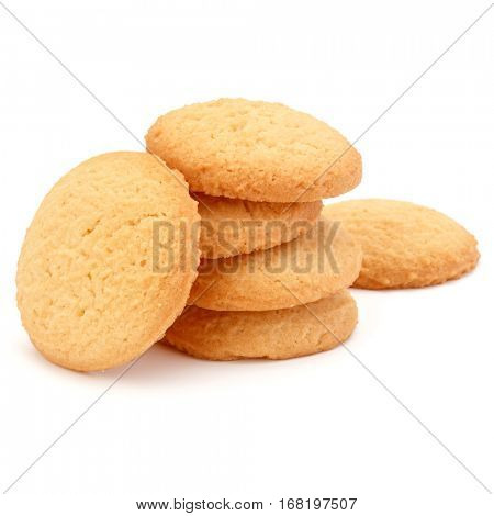 stacked short pastry cookies isolated on white background.