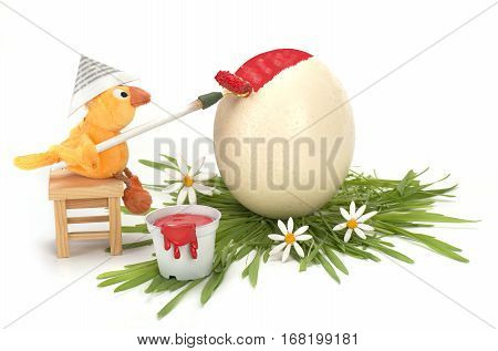 Funny cartoon rabbit eggs and handmade with colorful Easter holidays