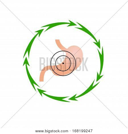 Vector illustration. The emblem logo. Stomach at gunpoint. Seven in a circle of arrows. Different colors.