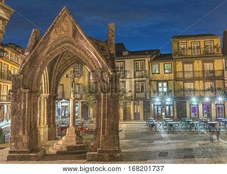 Ancient monument Padrao do Salado at the dusk, Guimaraes - Portugal