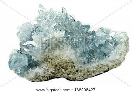 celestite semigem geode crystals geological mineral isolated