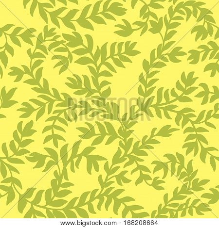 Seamless floral hand drawn green and yellow ornament