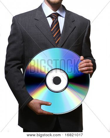 biznes człowiek trzymać cd