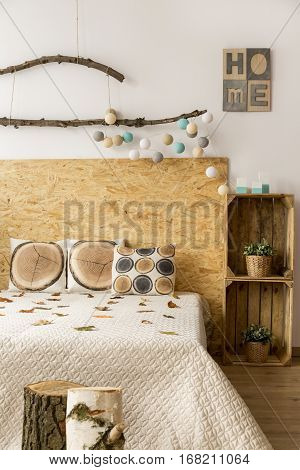 Calm Bedroom With Wooden Decor