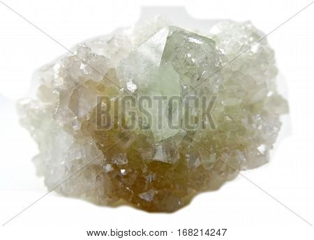 apophyllite semigem geode crystals geological mineral isolated
