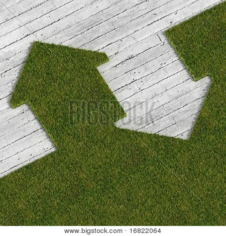 Eco zelený dům vs betonové tradičních prvků, metafora obraz