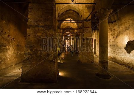 Interior Of Ancient Nakkas Cistern In Istanbul