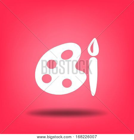 Paint brush with palette icon. Vector illustration