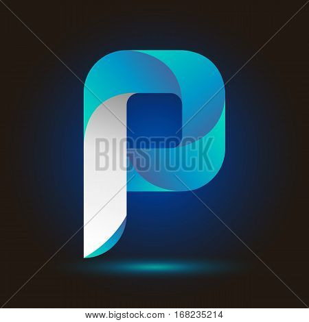 Letter P icon and logo template.  New design typographic. twisted blue and white line