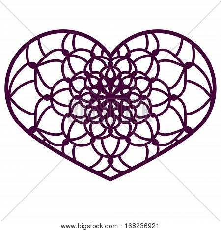 Vector Stencil Lacy Heart With Carved Openwork Pattern. Template