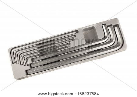 Hexagon steel screwdriver on the white background