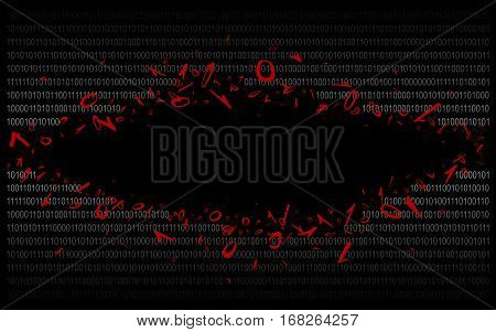 Breakthrough into binary code on black. Background. Illustration. Vector EPS-10.