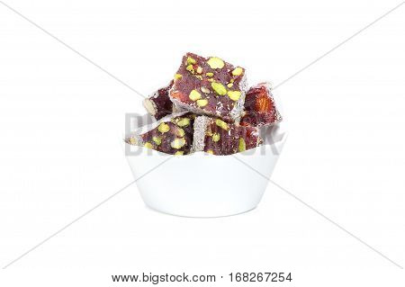 Turkish delight isolated on a white background