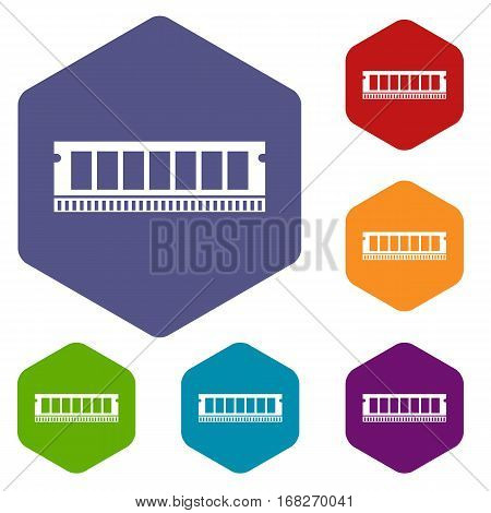 DVD RAM module for the personal computer icons set rhombus in different colors isolated on white background