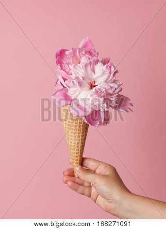 peony in the waffle cone